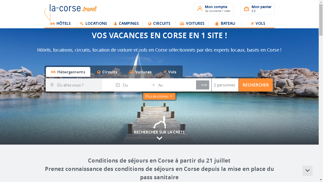 Capture d'écran de http://www.la-corse.travel/